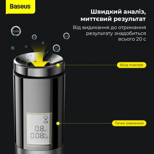 Алкотестер Baseus Digital Alcohol Tester Black