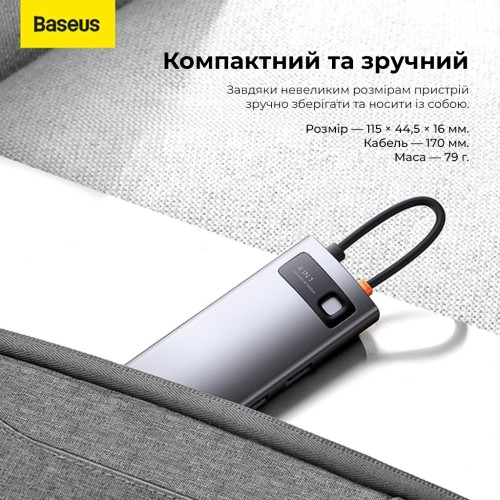 USB-хаб Baseus Metal Gleam Series 4-in-1 Multifunctional Type-C HUB Docking Station Gray（Type-C to USB3.0*4）