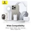 Мережевий зарядний пристрій з кабелем Baseus Palm Fast Charger C+U 30W EU Moon White (with USB-C to USB-C 60W (20V/3A) 1m Moon White)