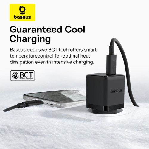 Мережевий зарядний пристрій з кабелем Baseus Palm Fast Charger 1C 20W EU Cluster Black (with Baseus  Cable USB-C to USB-C 60W ) 1m Cluster Blac