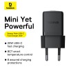 Мережевий зарядний пристрій з кабелем Baseus Palm Fast Charger 1C 20W EU Cluster Black (with Baseus  Cable USB-C to USB-C 60W ) 1m Cluster Blac