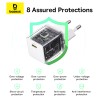 Мережевий зарядний пристрій з кабелем Baseus Palm Fast Charger 1C 20W EU Moon White (with Baseus Cable USB-C to USB-C 1m Moon White)