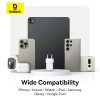 Мережевий зарядний пристрій з кабелем Baseus Palm Fast Charger 1C 20W EU Moon White (with Baseus Cable USB-C to USB-C 1m Moon White)