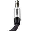 Аудіокабель Baseus M30 3.5mm male to 3.5mm male, nylon braid, 1.5m Silver+Black