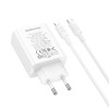 Мережевий зарядний пристрій BOROFONE BA108A Stellar PD30W+QC3.0 charger set (C to iP) (EU) White