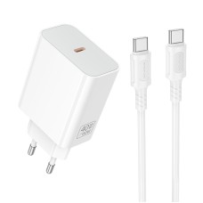 Мережевий зарядний пристрій BOROFONE BA109A Star single port PD40W charger set (C to C) (EU) White