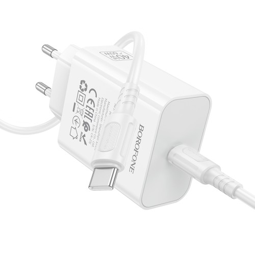 Мережевий зарядний пристрій BOROFONE BA109A Star single port PD40W charger set (C to C) (EU) White