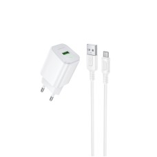 Мережевий зарядний пристрій BOROFONE BAS82A Star single port QC3.0 charger set (Micro) (EU) White