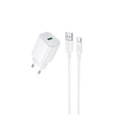 Мережевий зарядний пристрій BOROFONE BAS82A Star single port QC3.0 charger set (Type-C) (EU) White