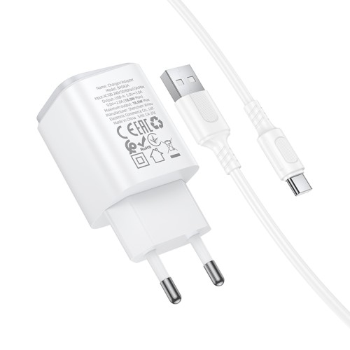 Мережевий зарядний пристрій BOROFONE BAS82A Star single port QC3.0 charger set (Type-C) (EU) White