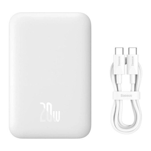 Зовнішній акумулятор Baseus Magnetic Mini Air Wireless Fast Charge Power Bank 6000mAh 20W Stellar White（With Simple Series Charging Cable Type-C to