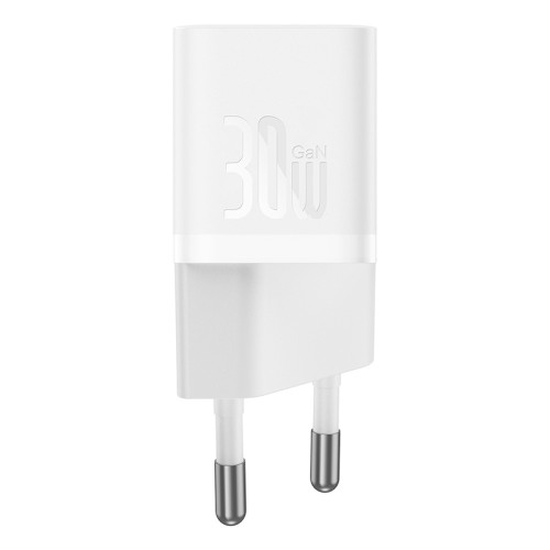 Мережевий зарядний пристрій з кабелем Baseus GaN5 Fast Charger(mini) 1C 30W EU Moon White(With: Fast Charging Data Cable Type-C)