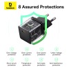 Мережевий зарядний пристрій з кабелем Baseus Palm Fast Charger 1C 30W EU Cluster Black(With: Baseus Mini White Cable C to C 60W(20V/3A) 1m