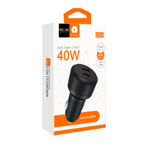 Автомобільний зарядний пристрій WUW-C243 PD20W+ PD20W black
