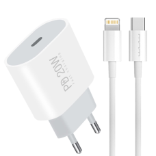 Мережевий зарядний пристрій з кабелем WUW-T79L PD 20W USB C charger with type c to lightning cable
