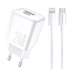 Мережевий зарядний пристрій з кабелем WUW-T104L PD20W A+C  Lightning kit