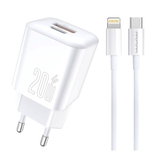 Мережевий зарядний пристрій з кабелем WUW-T104L PD20W A+C  Lightning kit
