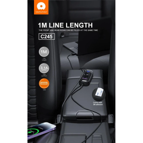 USB-хаб WUW-C245 3-in-1 USB-A  to 2 USB-A, USB-C Black