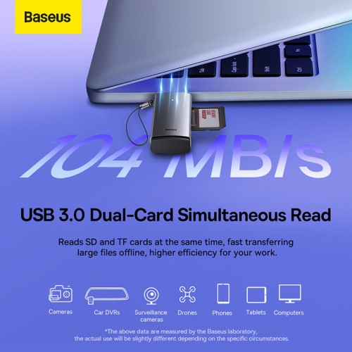 Кардрідер Baseus Lite Series USB-A  to SD/TF Card Reader  Grey