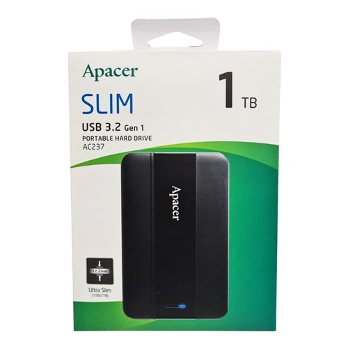 Зовнішній жорсткий диск PHD External 2.5'' Apacer USB 3.2 Gen. 1 AC237 1Tb Black (color box)