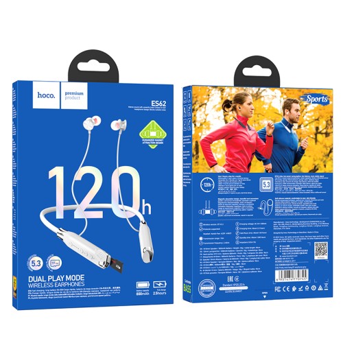 Бездротові спортивні навушники HOCO ES62 Pretty neck-hang BT earphones Grey