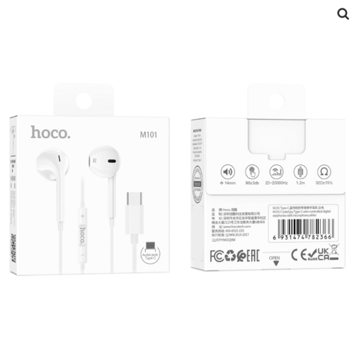 Навушники дротові HOCO M101 Crystal (Type-C) White