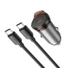 Автомобільний зарядний пристрій HOCO NZ16 Rigorous single port PD30W car charger set(C to C) Metal Grey