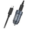 Автомобільний зарядний пристрій HOCO Z57 Glorious single-port PD30W car charger set (C to C) Metal Gray