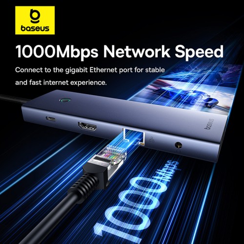 USB-хаб Baseus UltraJoy Series 10-Port HUB Docking Station Space Grey（Type-C to HDMI4K@60Hz*1+VGA*1+USB 3.0*3+PD*1+RJ45*1+SD/TF*1+3.5mm*1）