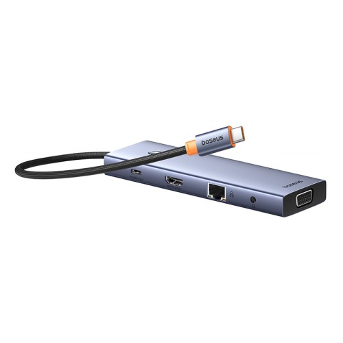 USB-хаб Baseus UltraJoy Series 10-Port HUB Docking Station Space Grey（Type-C to HDMI4K@60Hz*1+VGA*1+USB 3.0*3+PD*1+RJ45*1+SD/TF*1+3.5mm*1）