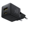 Мережевий зарядний пристрій з кабелем Baseus Palm Fast Charger C+U 30W EU Cluster Black (with Baseus Mini White Cable USB-C to USB-C 60W (20V/3A) 1m)