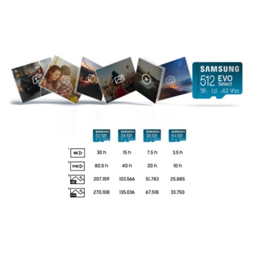 Карта пам'яті microSDXC (UHS-І U3) Samsung EVO Select 256Gb class 10 A2 V30 (R130MB/s, W30MB/s) (adapter SD)