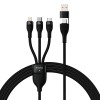 Кабель Baseus Flash Series Ⅱ Two-for-three Charging Cable U+C to M+L+C 100W 1.2m Black
