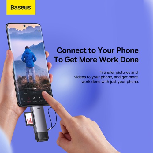 USB-хаб Baseus Lite Series USB-A & Type-C  to SD/TF Card Reader  Grey