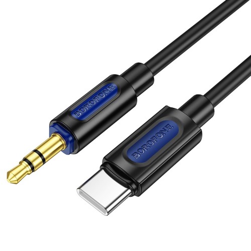 Аудіокабель BOROFONE BL20 Type-C to 3.5mm male, silicone, 1m,  Black