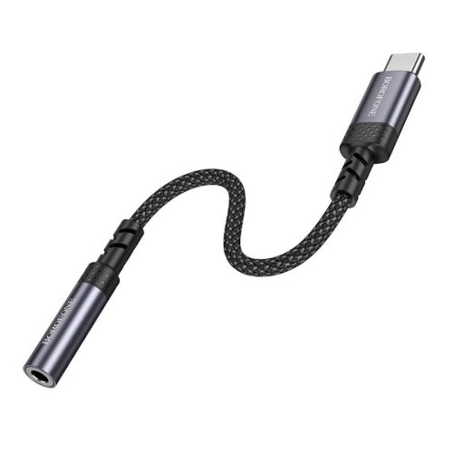 Перехідник BOROFONE BV24 Graceful digital audio converter cable Type-C to 3.5mm Metal Grey