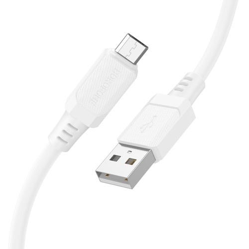 Кабель BOROFONE BX115 Lotto silicone charging data cable Micro White
